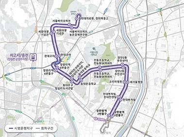 동대문구 첫 자율주행버스 '동대문A01' 노선도.