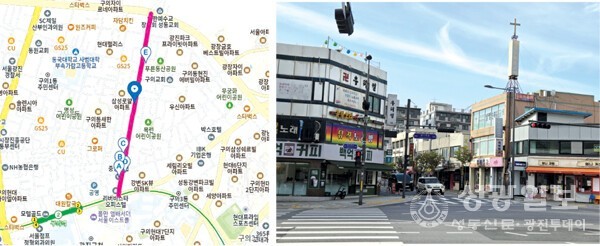                              구의로 지도                                                                             구의시장 교차로